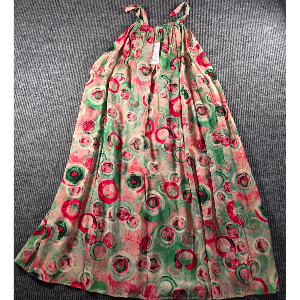 Abaadlw Womens Pink Green Abstract Circle Print Halter Maxi Dress NWT Size S - Picture 5 of 5
